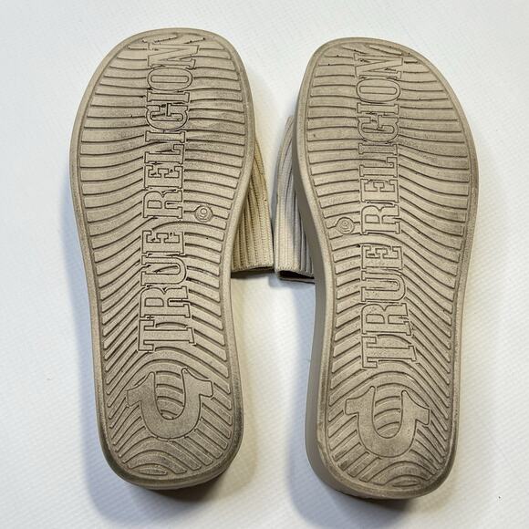 True Religion Platform Slide Sandals Jann Bone Off White FT21332 Womens Size 9 - Picture 10 of 10